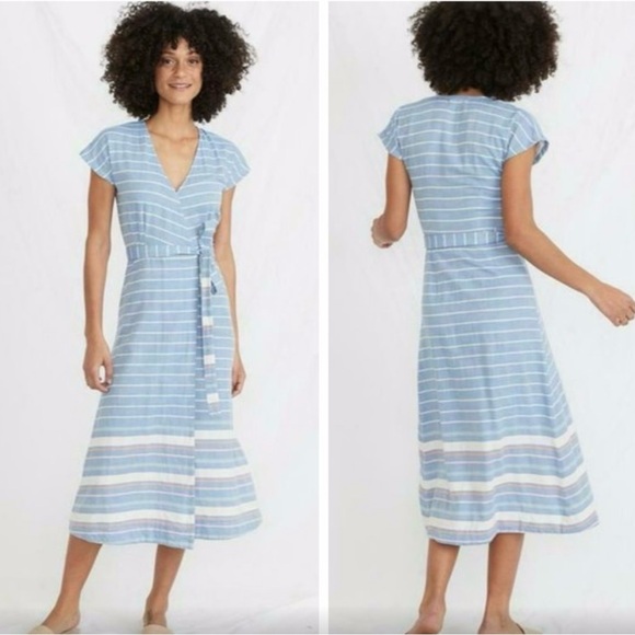 NWT Marine Layer Maddie Stripe Printed Wrap Midi Dress Large - Picture 4 of 10